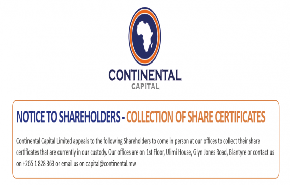 NOTICE TO SHAREHOLDERS - COLLECTION OF SHARE CERTIFICATES
